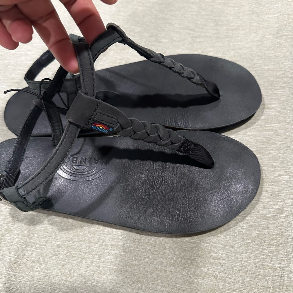 Rainbow Black Braided Sandals - image 1